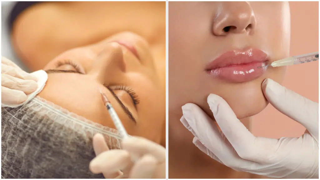 "صورة توضح الفرق بين البوتكس والفيلر من خلال حقن تجميل الجبهة والشفاه لتحسين مظهر الوجه وعلاج التجاعيد وزيادة الامتلاء."