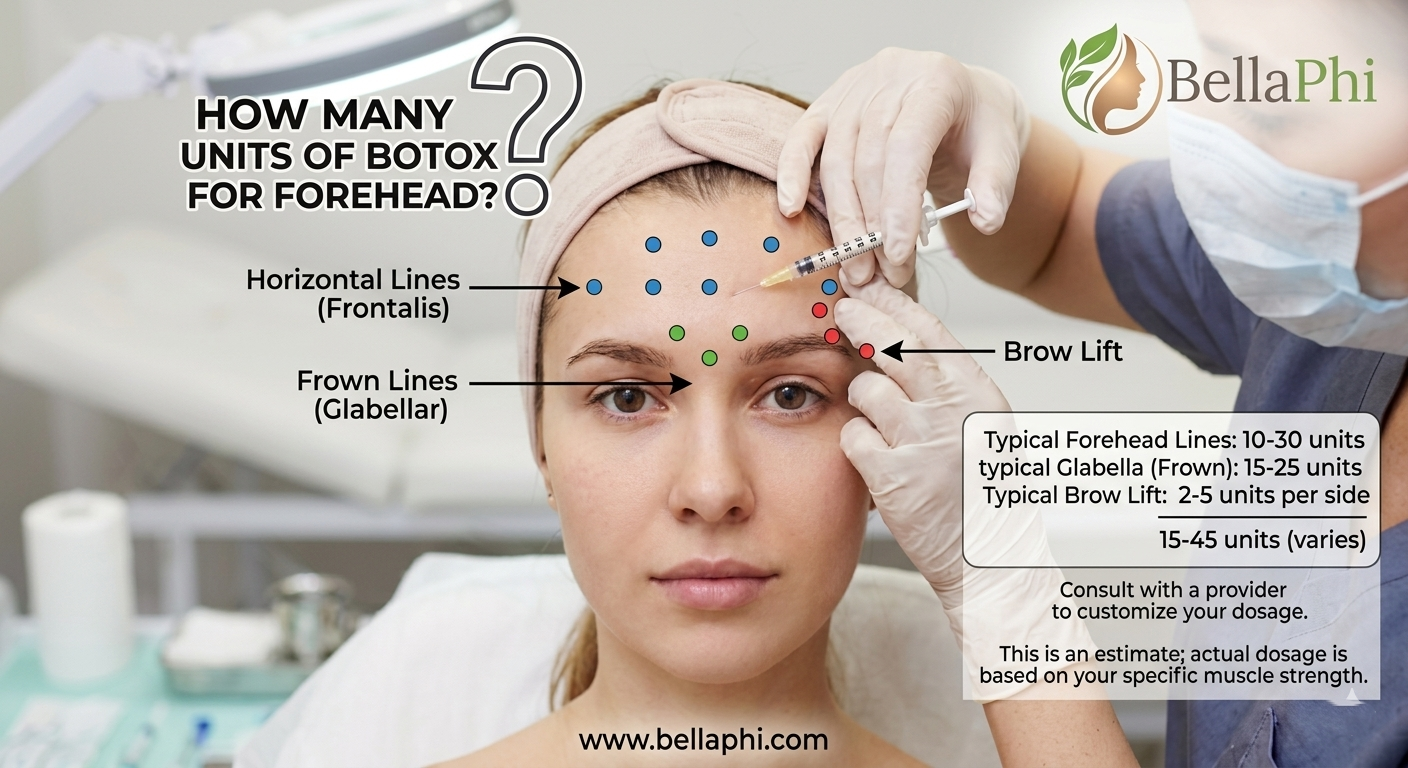 How many units of Botox for forehead?